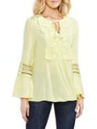 Vince Camuto Amalfi Breeze Lace-bib Bell-sleeve Blouse