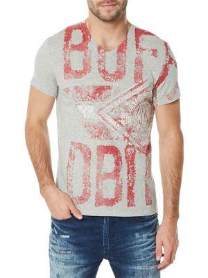 Buffalo David Bitton Crack-print V-neck Short-sleeve Tee