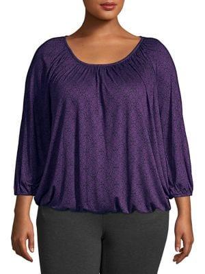 Michael Michael Kors Plus Plus Long-sleeve Printed Blouse