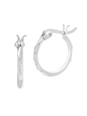 Lord & Taylor Sterling Silver Faceted Huggie Hoop Earring