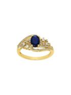 Lord & Taylor 14k Yellow Gold, Blue Sapphire & Diamond Bypass Ring