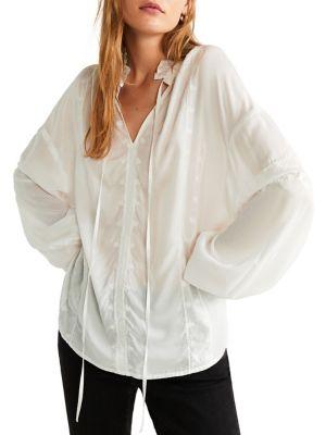 Mango Ruffle Embroidered Top