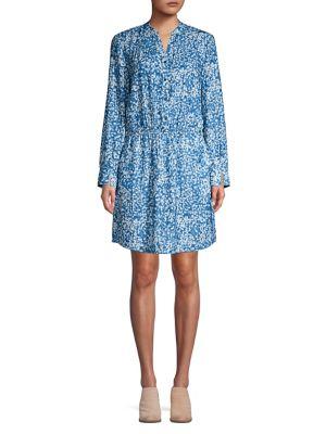 H Halston Printed Splitneck Blouson Dress