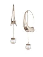 Carolee Goldplated & 11mm Round Feshwater Pearl Crescent Drop Earrings