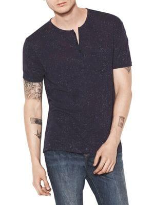 John Varvatos Splatter-print Henley Top