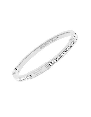 Michael Kors Cubic Zirconia And Stainless Steel Hinged Bangle Bracelet