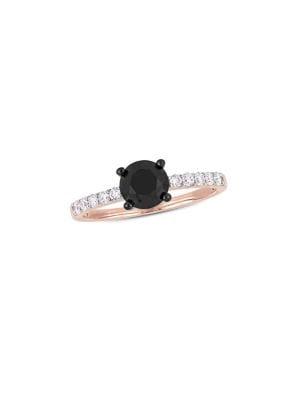 Sonatina 14k Rose Gold, Black And White Diamond Engagement Ring