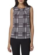 Tahari Arthur S. Levine Shirred Houndstooth Plaid Blouse