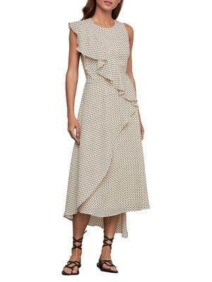 Bcbgmaxazria Floral Dots Asymmetric Ruffle Dress