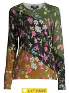 Lord & Taylor Floral Colorblock Cashmere Sweater