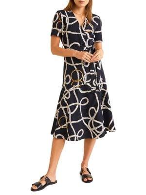 Mango Headscarf Print Bow Dress