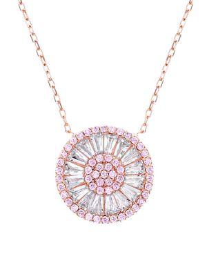 Lord & Taylor Evil Eye Pink & White Crystal Pendant Necklace