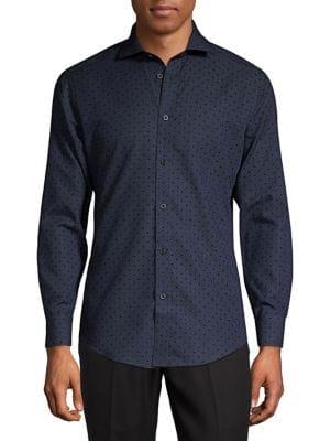 Black Brown Dot-print Button-down Shirt