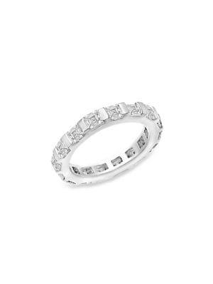 Lord & Taylor Sterling Silver And Cubic Zirconia Bar Set Eternity Ring