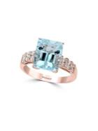 Effy Aquarius Aquamarine, Diamond And 14k Rose Gold Ring