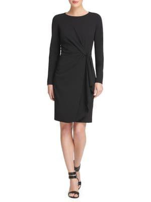 Donna Karan Long Sleeve Twisted Sheath Dress