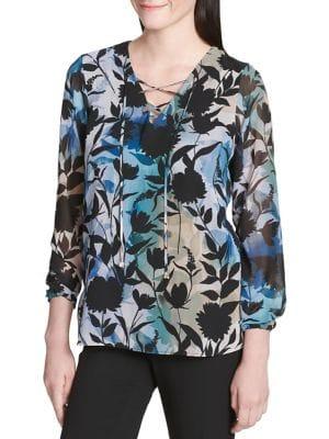 Calvin Klein Floral Lace-up Top