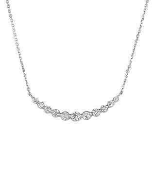 Morris & David 14k White Gold And Diamond Curved Bar Necklace