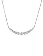 Morris & David 14k White Gold And Diamond Curved Bar Necklace