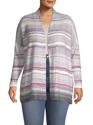 Nic+zoe Plus Plus Casual Striped Cardigan