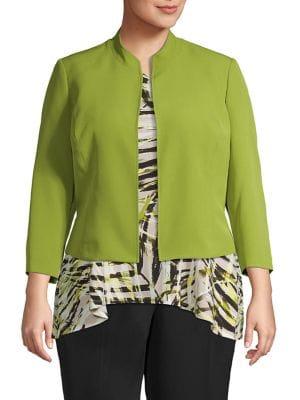 Kasper Plus Stand-collar Crop Blazer