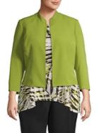 Kasper Plus Stand-collar Crop Blazer