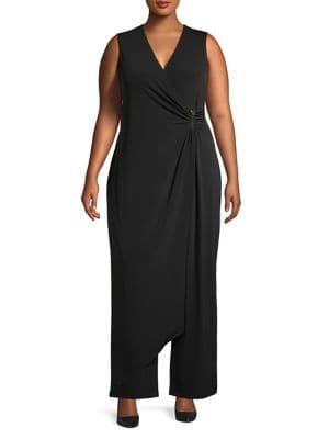 Calvin Klein Plus Faux-wrap Crop Jumpsuit