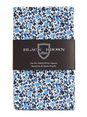 Black Brown Kane Floral Pre-folded Pocket Square