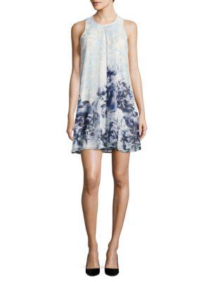 Calvin Klein Plus Pleated Floral Print Dres