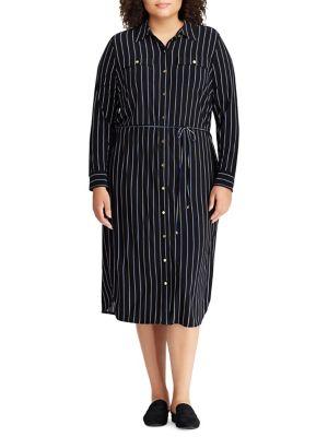 Lauren Ralph Lauren Plus Plus Striped Jersey Shirtdress