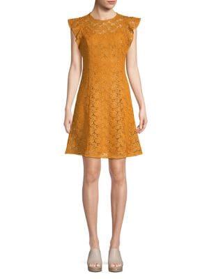 Michael Michael Kors Lace Flounce Sleeve Dress