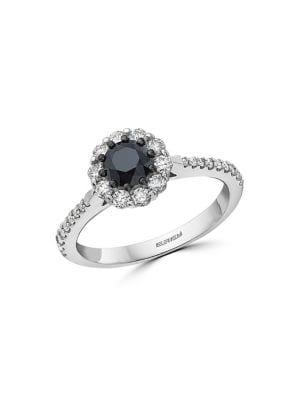 Effy 14k White Gold & 2-tone Diamond Halo Channel Ring