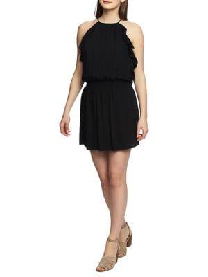1.state Ruffled Halter Smocked-waist Dress