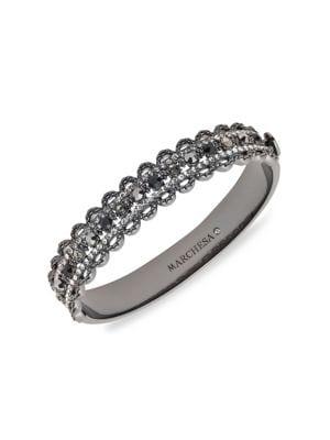Marchesa Jet & Crystal Filigree Bangle Bracelet