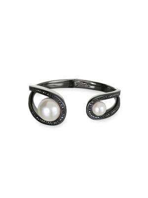 Karl Lagerfeld Faux Pearl & Swarovski Crystal Cuff Bracelet