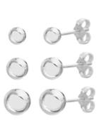 Lord & Taylor 3-pair Sterling Silver Graduated Ball Stud Earrings