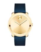 Movado Bold Mid-size Crystal Leather-strap Watch