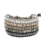 Chan Luu Crystal, Leather And Sterling Silver Bracelet