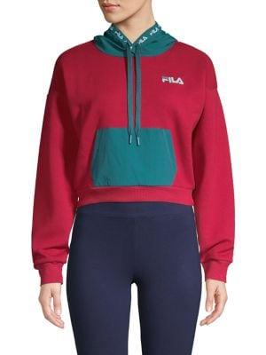 Fila Cropped Logo Drawstring Hoodie