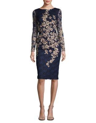 Xscape Petite Embroidered Lace Sheath Dress