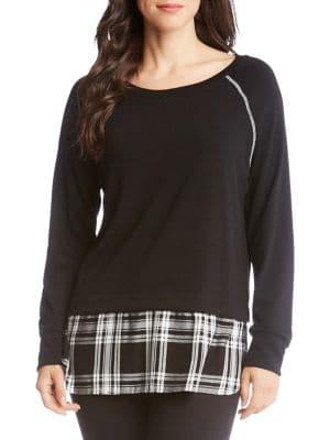 Karen Kane Plaid Hem Sweater