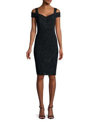Eliza J Sparkle Cold-shoulder Sheath Dress