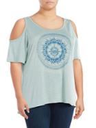 Jessica Simpson Plus Printed Cold-shoulder Tee