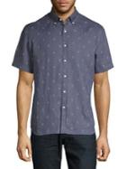 Black Brown Linen Button-front Shirt