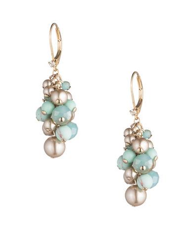 Carolee Turquoise Sands Faux Pearl Beaded Cluster Drop Earrings