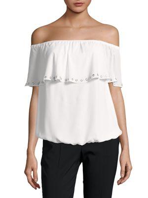 Michael Michael Kors Embellished Off-the-shoulder Top