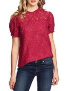 Cece By Cynthia Steffe Floral Lace Puffed-sleeve Top