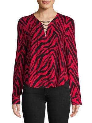 Highline Collective Zebra-print Lace-up Front Top