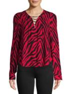 Highline Collective Zebra-print Lace-up Front Top