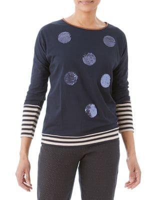 Olsen Nordic Mood Sequin Circle Stripe Tee